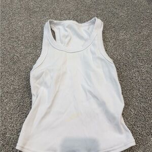 Alo White Ribbed Tank Top size small